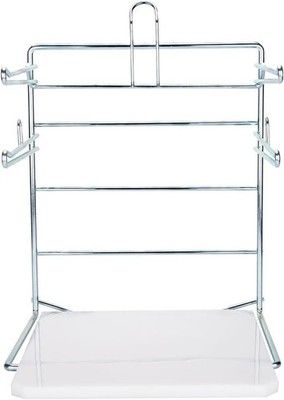 SSWBasics Plastic Grocery Bag Holder Durable Chrome Stand for Easy Storage