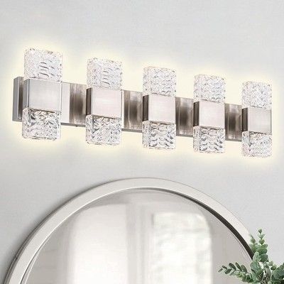 MELUCEE 30.3in LED Bathroom Light Dimmable 40W Brushed Nickel Vanity Crystal