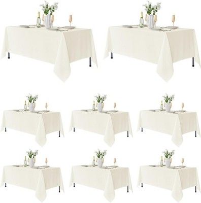 Fitable 8-Pack Tablecloth 70x120 Rectangle Stain & Wrinkle Resistant Ivory