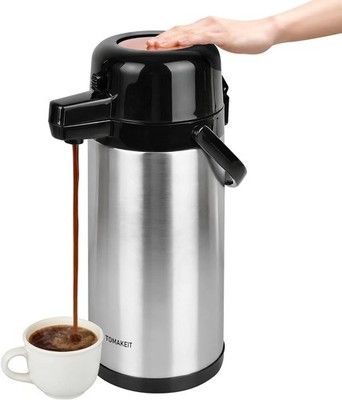 TOMAKEIT Airpot Coffee Carafe 102oz 3L Thermal Dispenser w/ Pump Insulated Hot