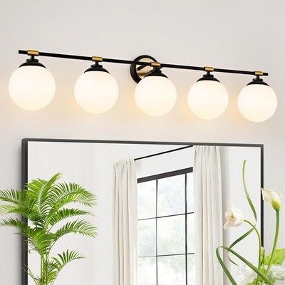 Rayogale 4-Light Gold Vanity Lights, Bathroom Light Fixtures Over Mirror with