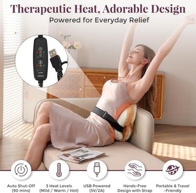 AERY ARTS Heating Pad Period Cramps 14in Plush Toast USB Electric Back Lumbar