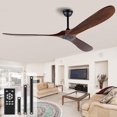 72in Outdoor Wood Ceiling Fan No Light Walnut Patio Gazebo w/ Downrod
