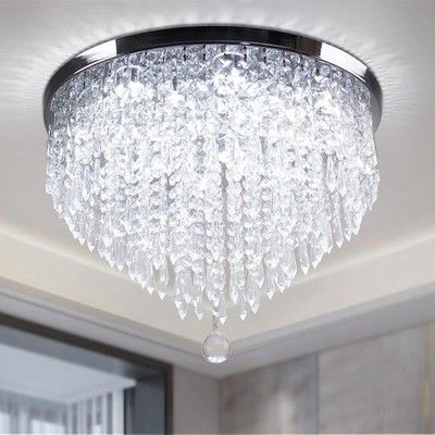 YPQXYHDA 19.7in 5 Tier Crystal Chandelier Flush Mount Ceiling Light 6500K