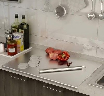 Stainless Steel Cutting Board Large Lipped Chopping Board for Kitchen