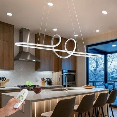 EMBRING 43.3in LED Pendant Light Kitchen Island Linear Dimmable Chandelier