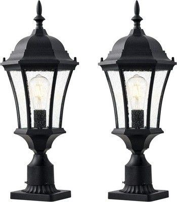 GOALPLUS 24in Large Outdoor Post Lights Aluminum Exterior Lamp Post Mount