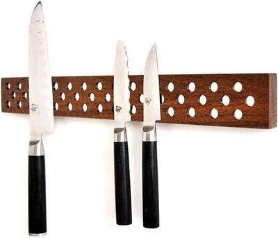 Jonathan Alden 24in Magnetic Knife Bar Holder Strip Walnut Wood Wall Mount