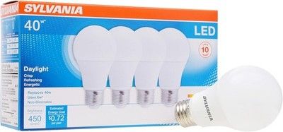 Sylvania LED A19 40W Equiv 6W Daylight 450 Lumens Frosted 4 Pack