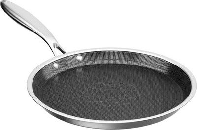 COOKER KING 11in Round Griddle Pan 3-Ply Stainless Steel Crepe Pan Nonstick