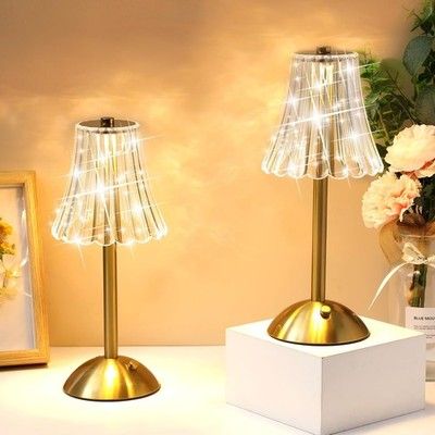 Liliful 6 Pcs Cordless Table Lamp Rechargeable Touch LED Dimmable Gold USB-C