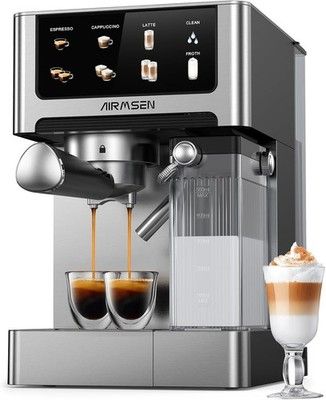 AIRMSEN 20 Bar Espresso Machine w/ Automatic Milk Frother Cappuccino Latte Maker