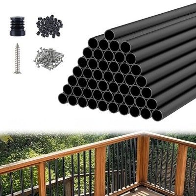 YeeJinHong Black Aluminum Deck Balusters 36in x 3/4in 50 Pack w/ Connectors
