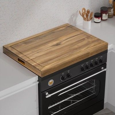 Buruis 28.8x20.8 Acacia Wood Stove Cover Noodle Board w/ Handles Juice Groove