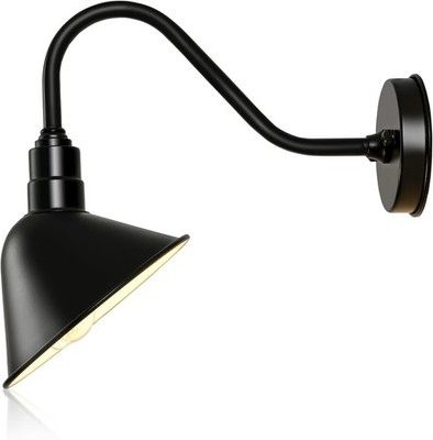 Naurham 8in Gooseneck Barn Sign Light Outdoor Black White Angle Shade Vintage