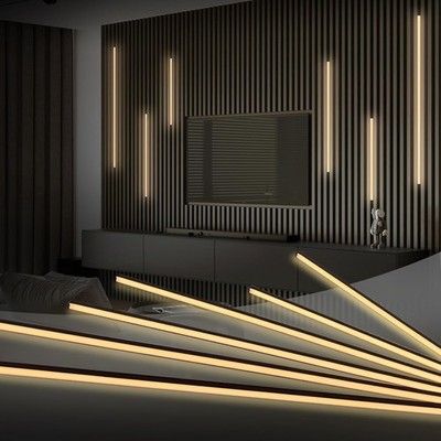 HAMRVL 6 Pcs Black LED Slat Wall Lights 12V 3000K Smart Switch Recessed Kit