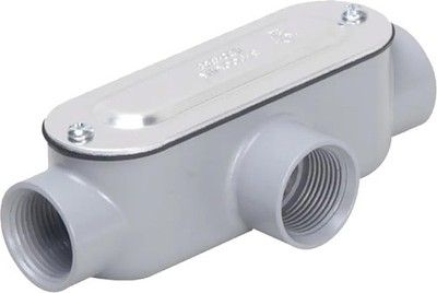 TayMac RLT100 Threaded T Conduit Body Die Cast Aluminum 1 in Gray