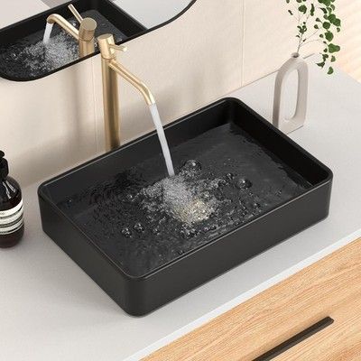 KES BVS110 Bathroom Vessel Sink 20in Above Counter Rectangular White Ceramic