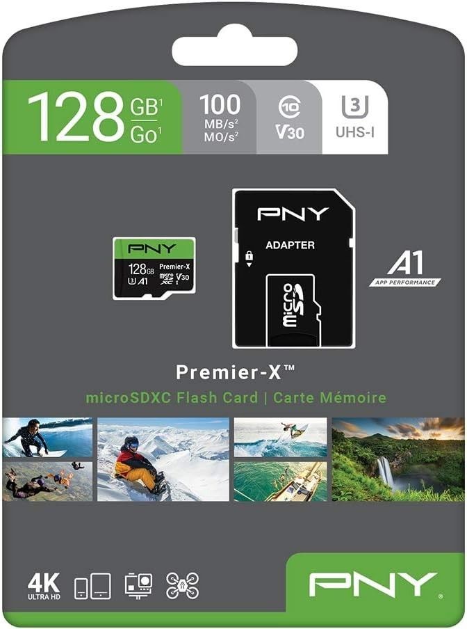 PNY 128GB microSDXC Premier-X U3 V30 A1 4K Memory Card