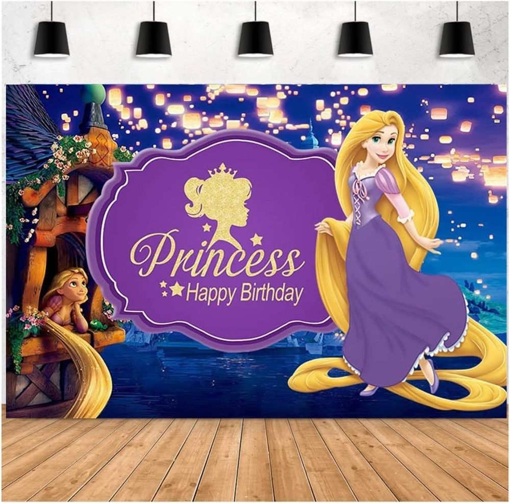 Rapunzel Tangled Princess Backdrop 5x3Ft Birthday Baby Shower Party Banner
