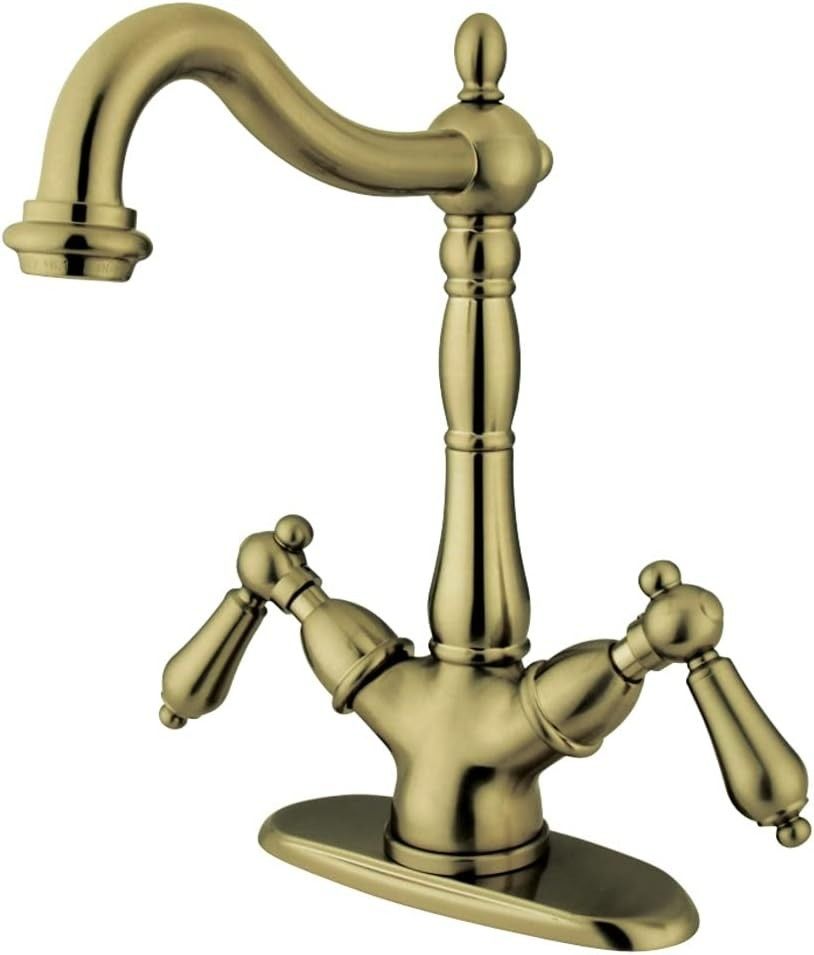 Kingston Brass KS1493AL Heritage 2-Handle Vessel Sink Faucet Antique Brass