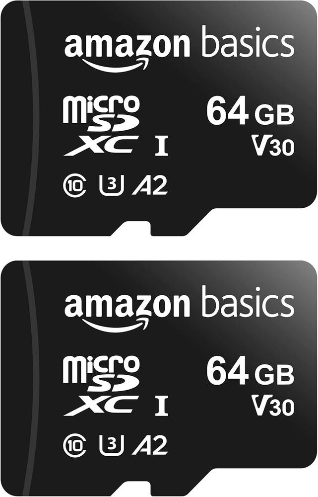 Amazon Basics 64GB microSDXC A2 U3 V30 4K w/ Adapter ~2 Pack