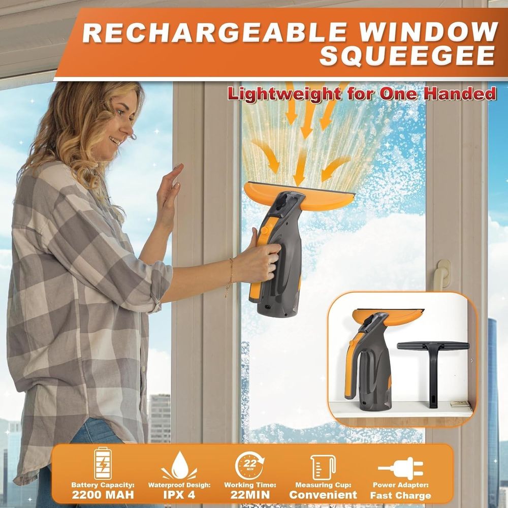 3-in-1 Cordless Window Vacuum Squeegee Cleaner Spray Suction Glass Mirror Car