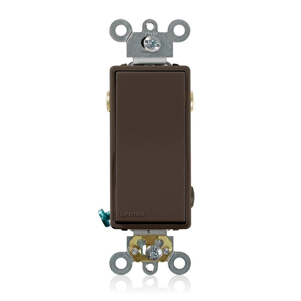 Leviton 5623-2 20A 120/277V Decora Plus Rocker 3-Way Switch Brown