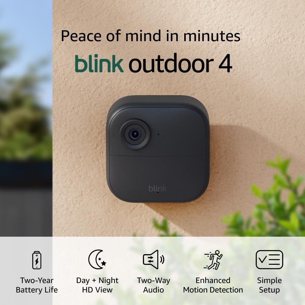 Blink Outdoor 4 – Wireless smart security camera, two-year battery, 1080p HD