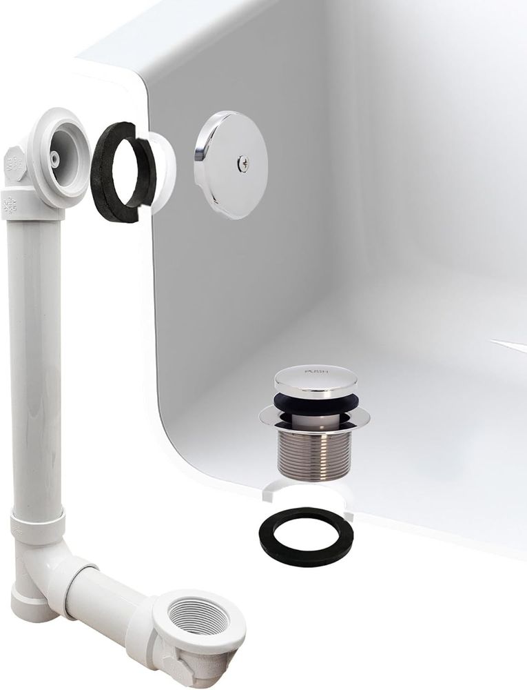 Westbrass D49321-26 Tip-Toe Sch 40 PVC Bath Waste w/ One-Hole Elbow Chrome