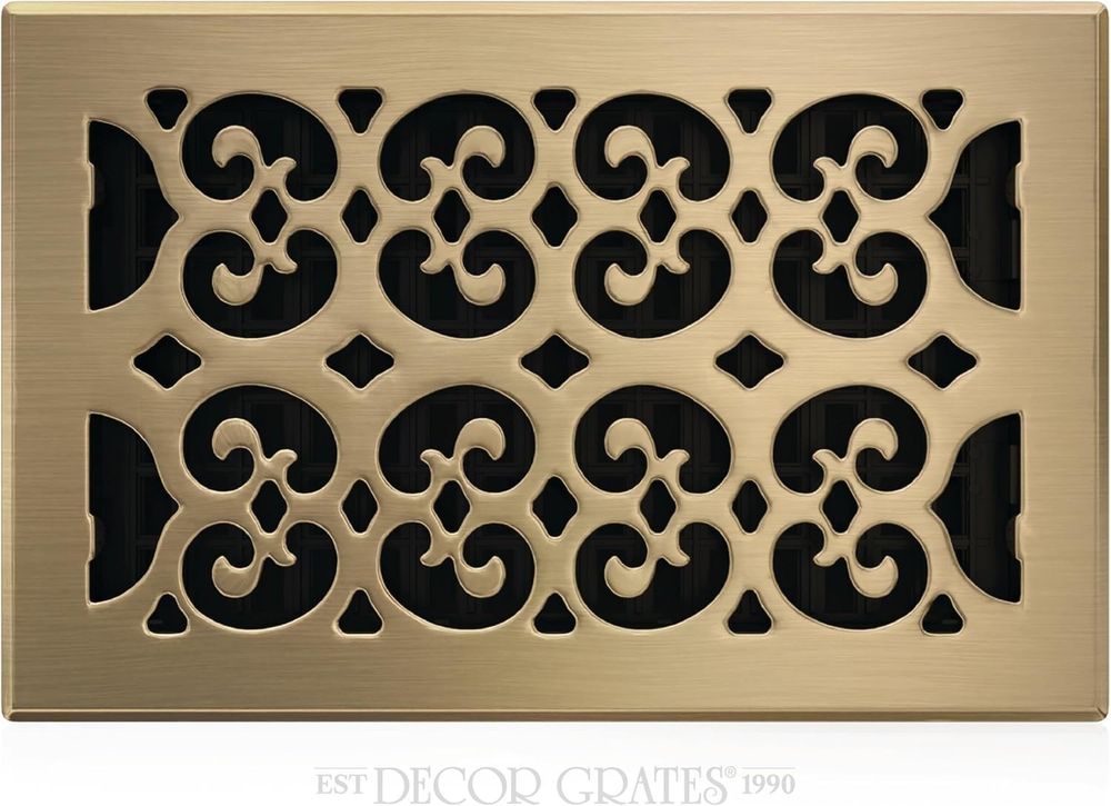 Decor Grates SPH610-A Scroll Floor Register 6x10 Antique Brass
