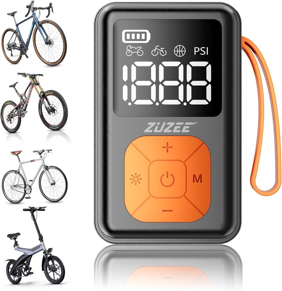 Mini Bike Pump, 150 PSI Portable Bicycle Pump with Gauge, 3X Faster & Auto Stop