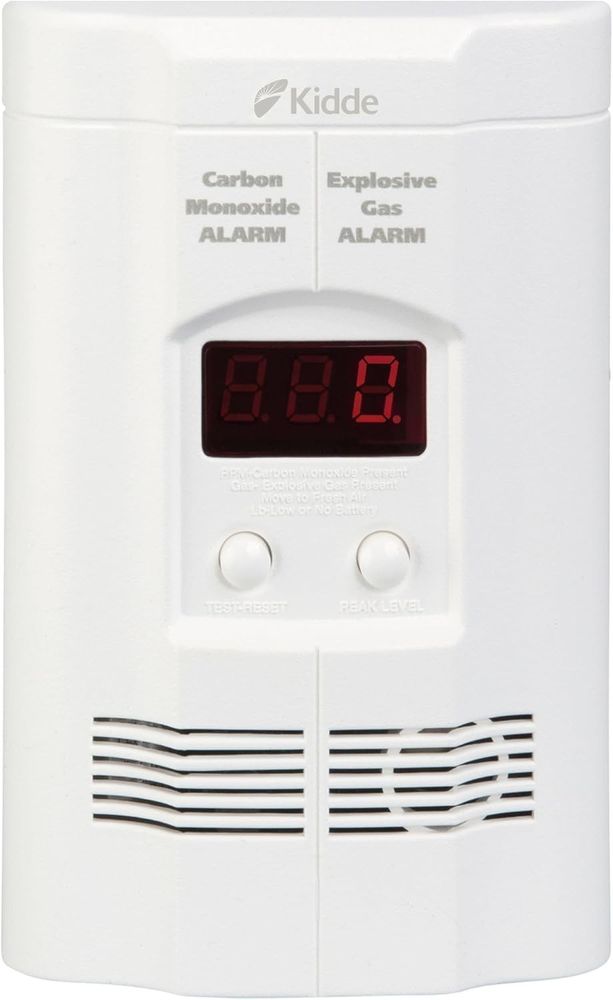Kidde Carbon Monoxide + Natural Gas Propane Alarm Plug-In 9V Backup 85dB Digital