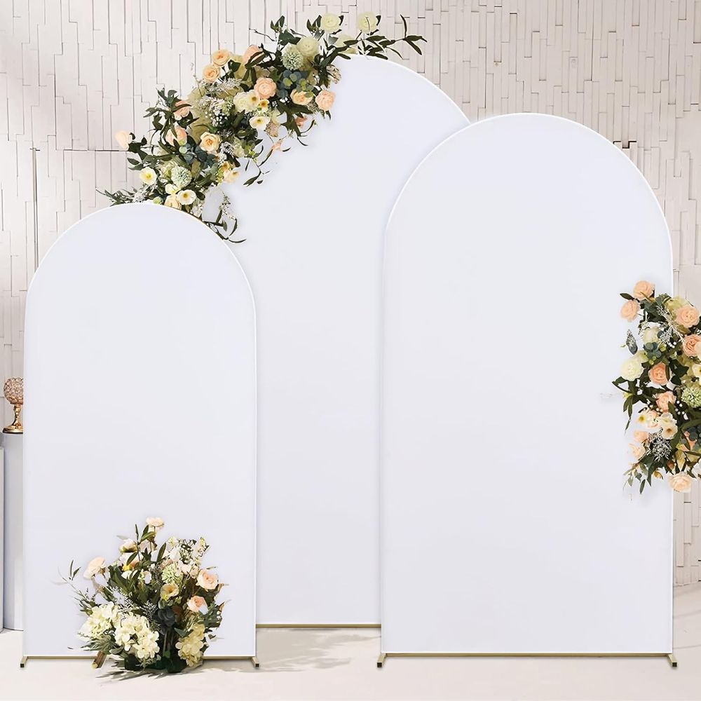 White Spandex Arch Covers Set of 3 7.2ft 6.6ft 6ft Wedding Birthday Party Backdr