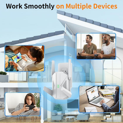 2025 Newest AC2100 WiFi Extender - WiFi Extender Signal Booster with White