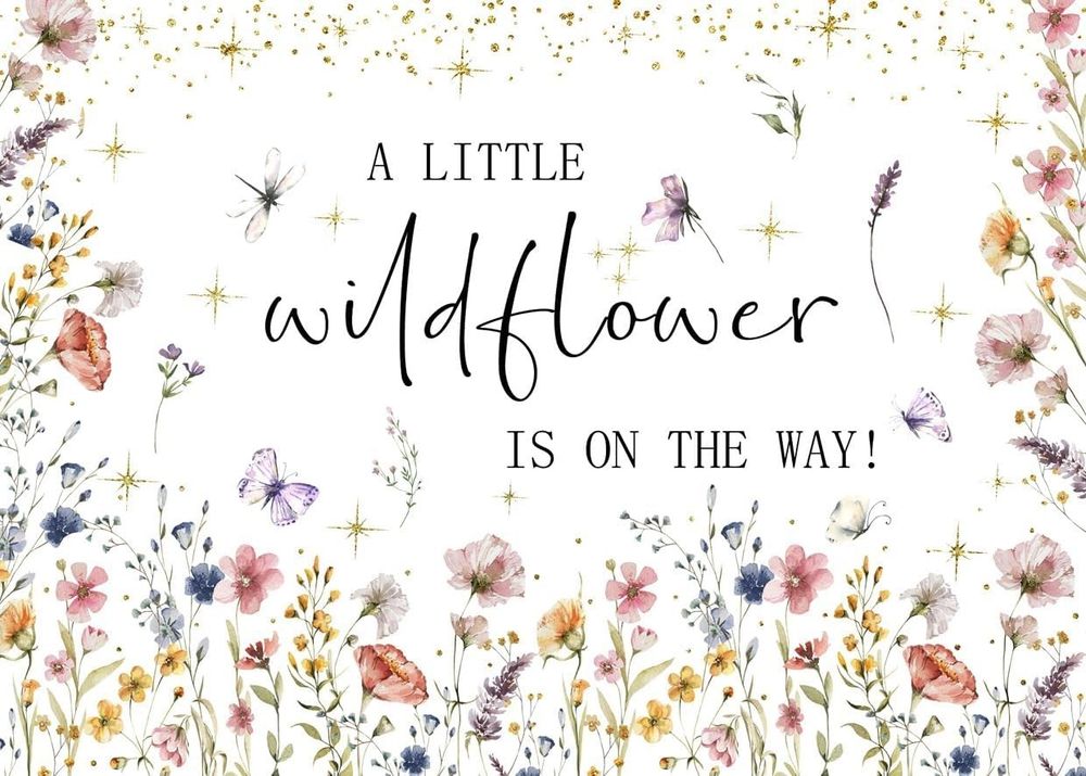 SJOLOON Wildflower Baby Shower Backdrop A Little Wildflower Is On The Way Banner