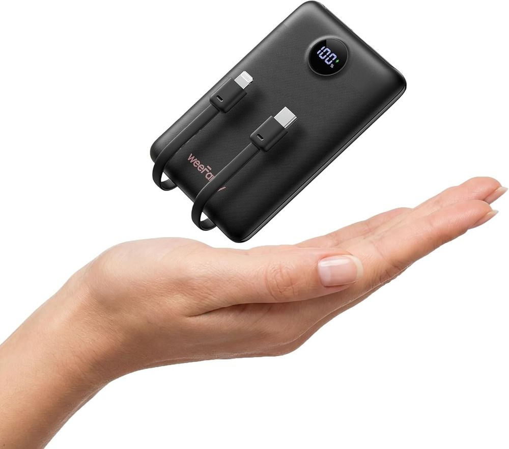 WeeFancy Mini Portable Charger with Built-in Cables 22.5W Fast Charging Power