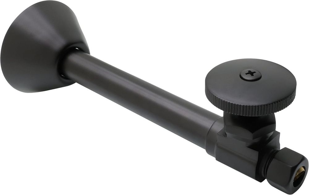 Westbrass D1114-62 Round Handle Straight Stop 1/2" Sweat 3/8" OD Matte Black