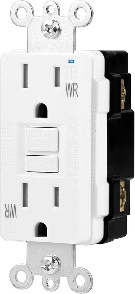 Amazon Basics 15A GFCI Receptacle Outlet Tamper Weather Resistant LED White