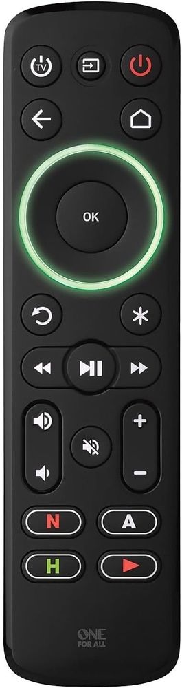 One For All Streamer Remote Black Universal TV Streaming Remote Control