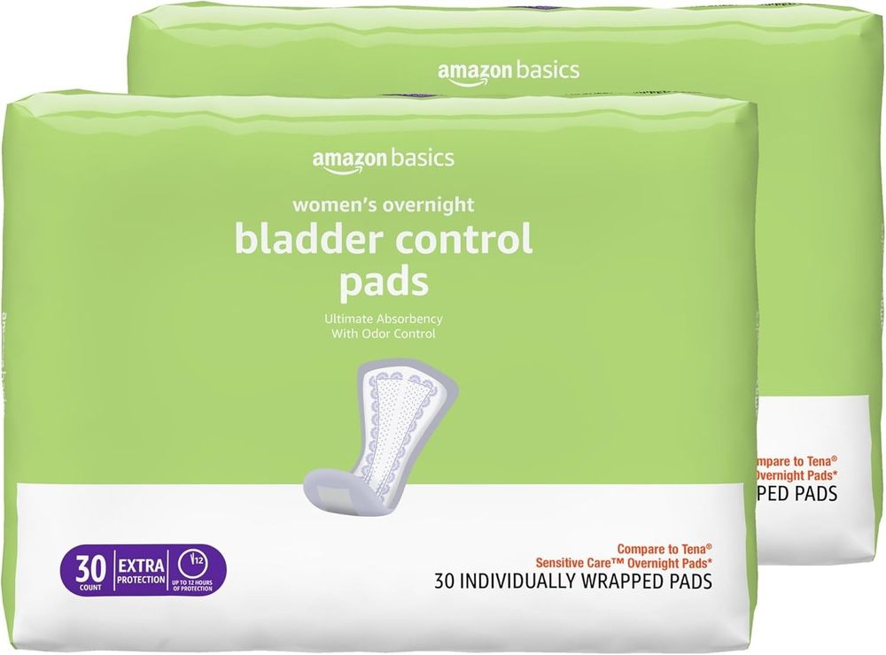 Amazon Basics Postpartum Incontinence Pads Overnight Bladder Control 60-Count