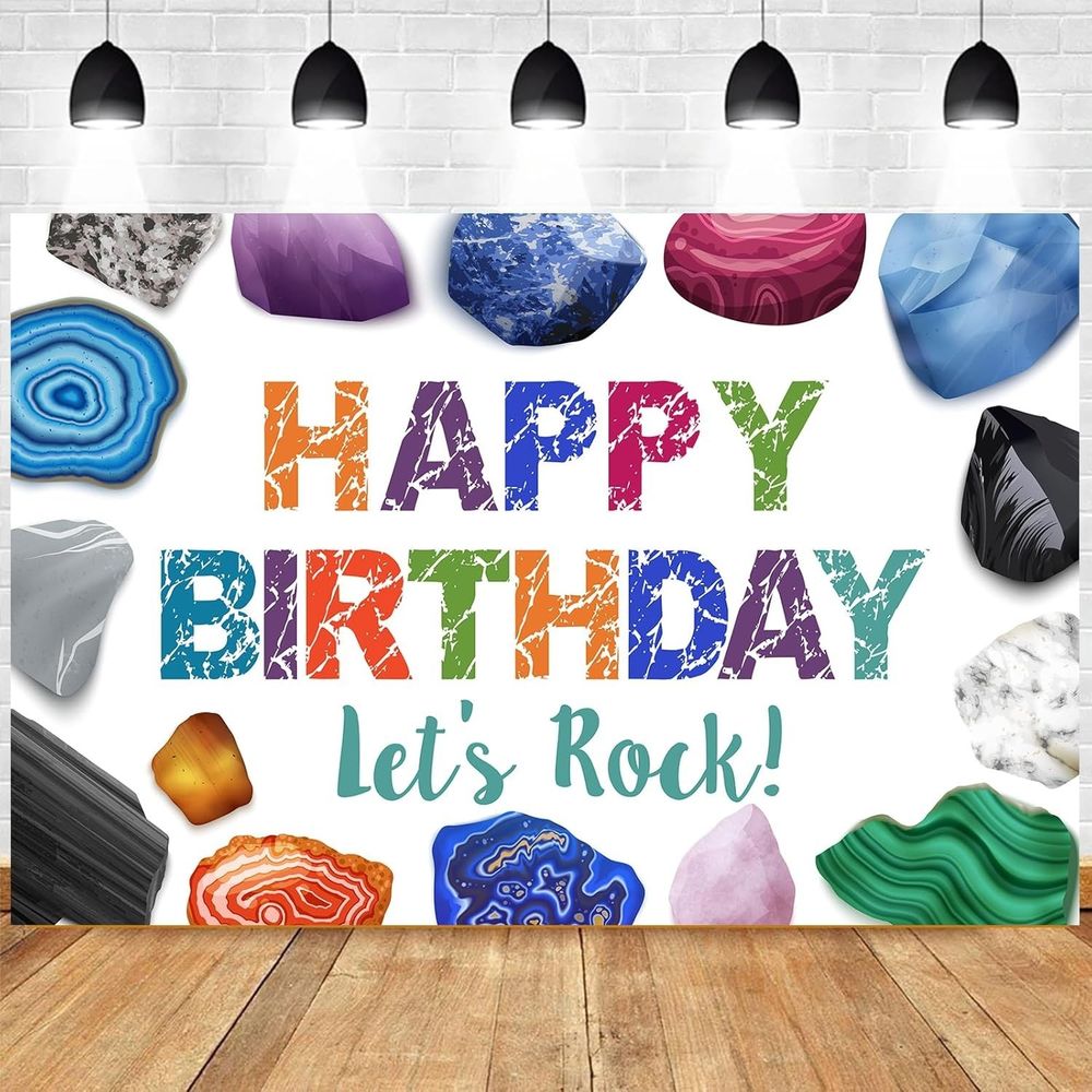 Balterever Geology Birthday Party Decorations Crystal Theme Banner Backdrop