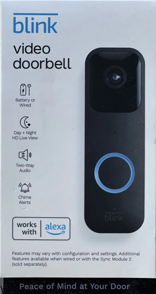 Blink Video Doorbell Standalone Black Wireless Smart Doorbell Camera
