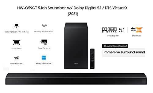 Samsung HW-Q59CT 5.1-Ch Dolby Digital 5.1 / DTS Virtual:X Soundbar with Acoustic Beam