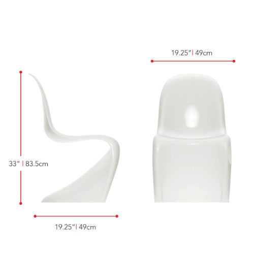 CorLiving Continuous Form Dining Chair, White Gloss, Set of 4