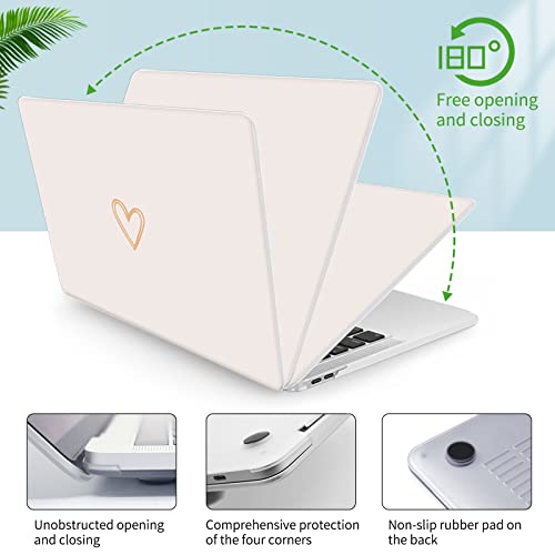 Seorsok Compatible with MacBook Pro 13 inch Case M2 2022,2020,2019-2016 Release(M1 A2338/A2289/A2251/A2159/A1989/A1706/A1708 Gold&Cute Heart Laptop Plastic Hard Case with Keyboard Cover,White