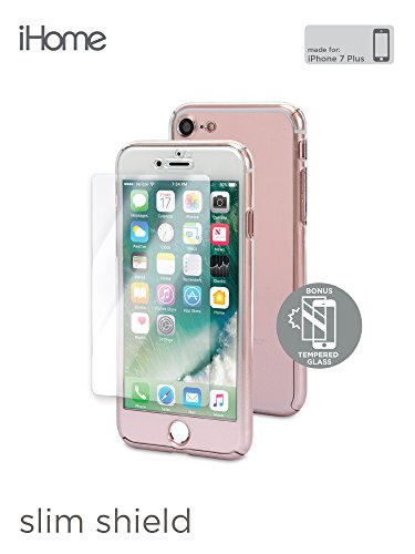 iHome - Ombre Slim Shield 360 Degree Protection with Tempered Glass Screen Protector for iPhone 7Plus/7s Plus (Rose Gold)
