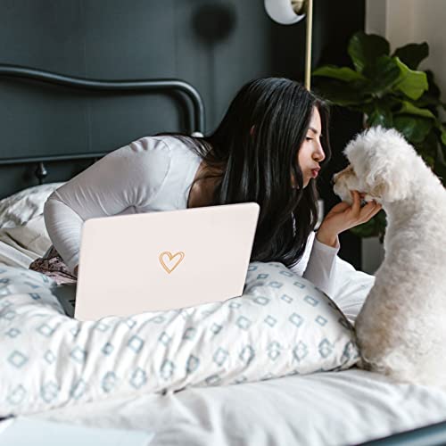 Seorsok Compatible with MacBook Pro 13 inch Case M2 2022,2020,2019-2016 Release(M1 A2338/A2289/A2251/A2159/A1989/A1706/A1708 Gold&Cute Heart Laptop Plastic Hard Case with Keyboard Cover,White