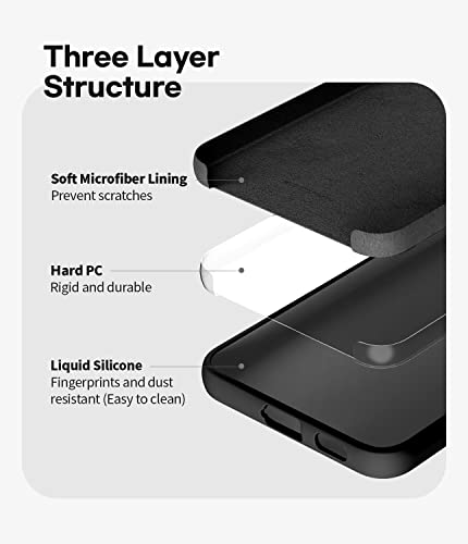 GOOSPERY Liquid Silicone Case for Galaxy S22 (6.1 inches) Silky-Soft Touch Full Body Protection Shockproof Cover Case with Soft Microfiber Lining S22-SLC