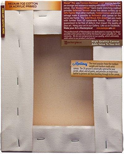 Masterpiece Artist Canvas 43011 Monet PRO 1-1/2" Deep, 6" x 12", Cotton 10.5oz - 3X - Monterey Most Popular